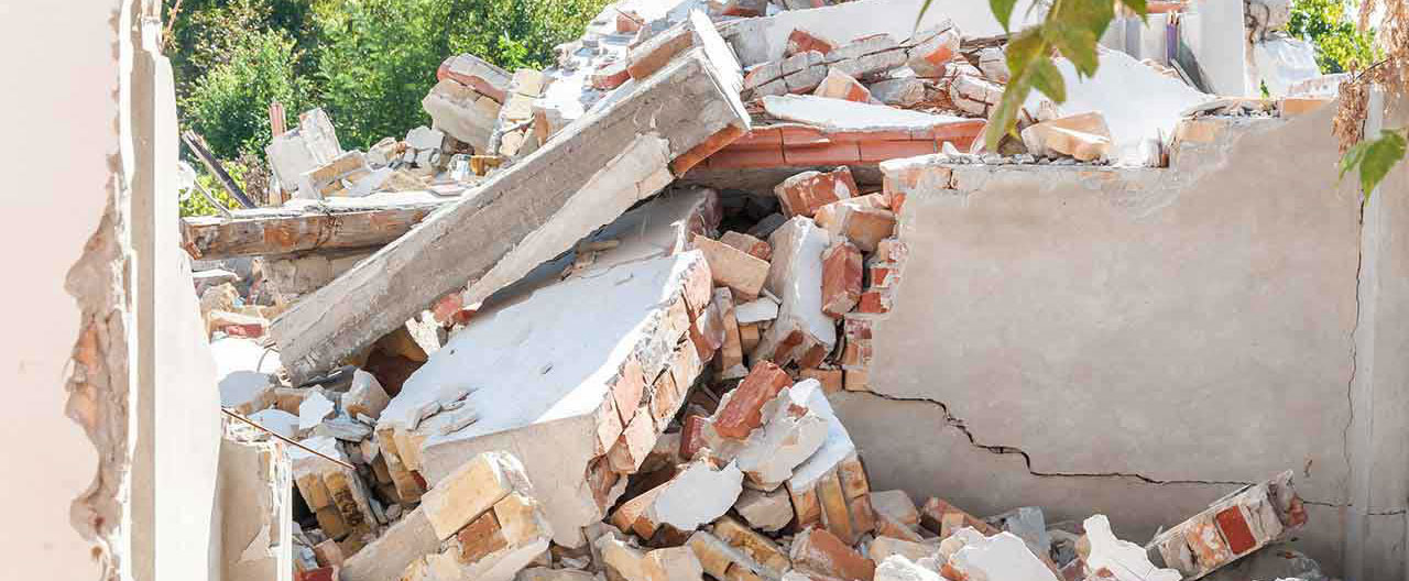 crumbled building after earthquake