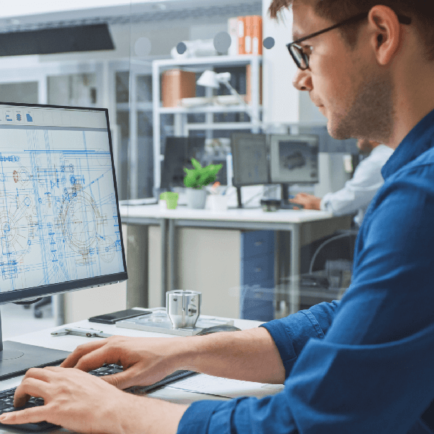 engineer working with software