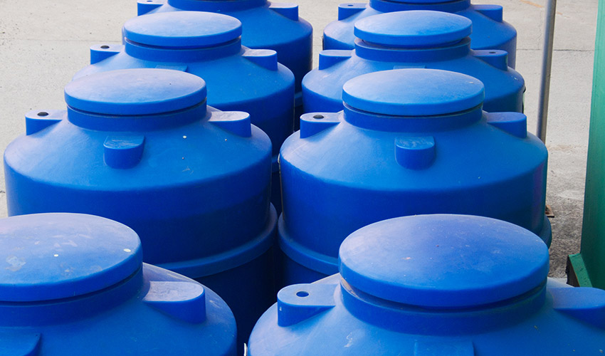 blue water storage tanks