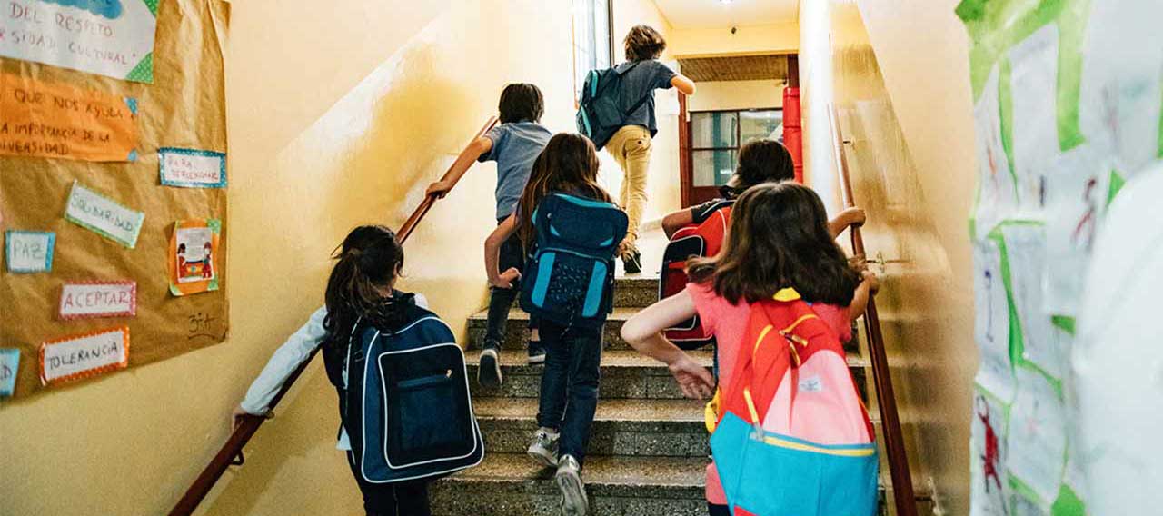elementary students going to school